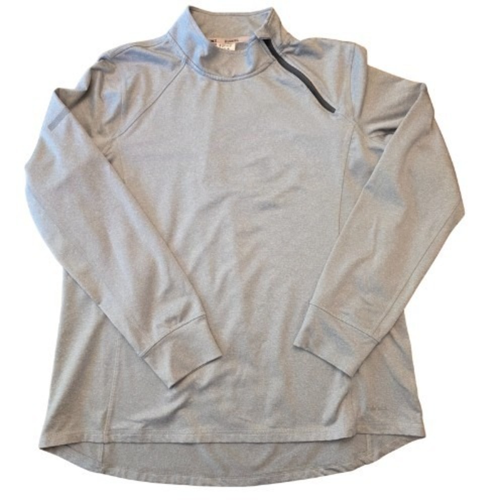 HIND Womens‎ XL Gray Performance Unique Angled 1/4 Zip Running Long Sleeve